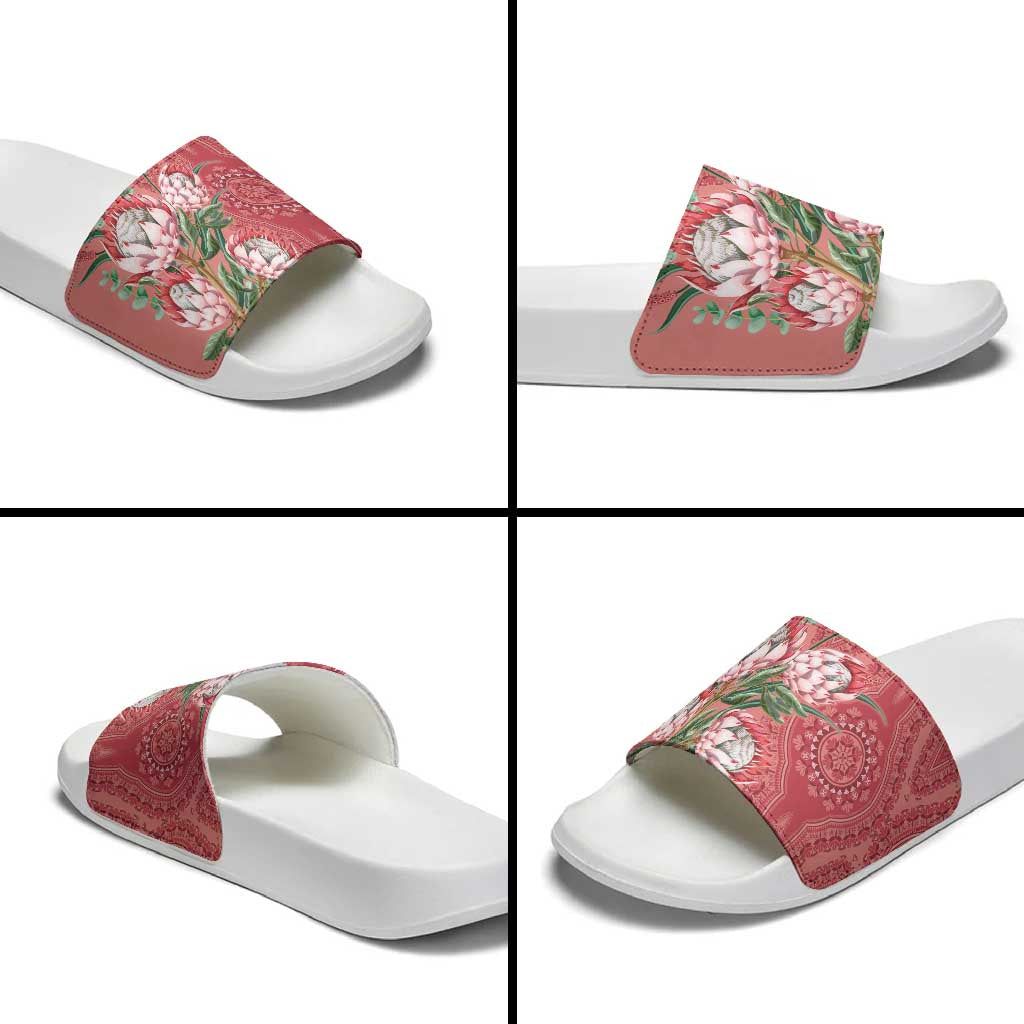 Africa King Proteas Dashiki Motif Slide Sandals Peach Style