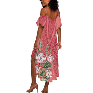 Afro King Proteas Dashiki Motif Summer Maxi Dress Peach Style