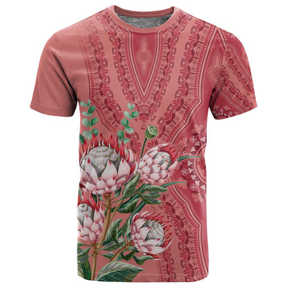 Afro King Proteas Dashiki Motif T shirt Peach Style