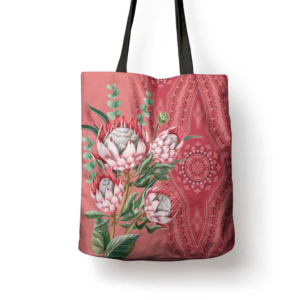 Africa King Proteas Dashiki Motif Tote Bag Peach Style