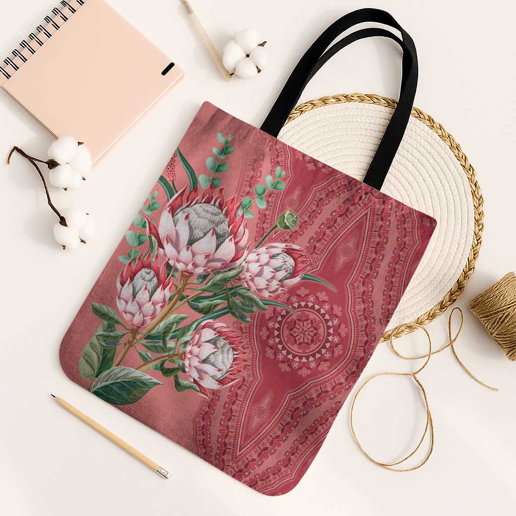 Africa King Proteas Dashiki Motif Tote Bag Peach Style