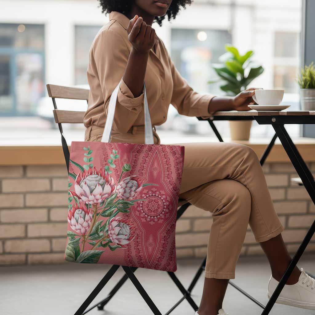 Africa King Proteas Dashiki Motif Tote Bag Peach Style