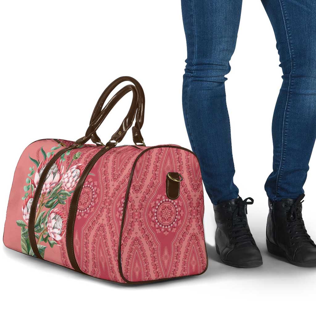 Africa King Proteas Dashiki Motif Travel Bag Peach Style