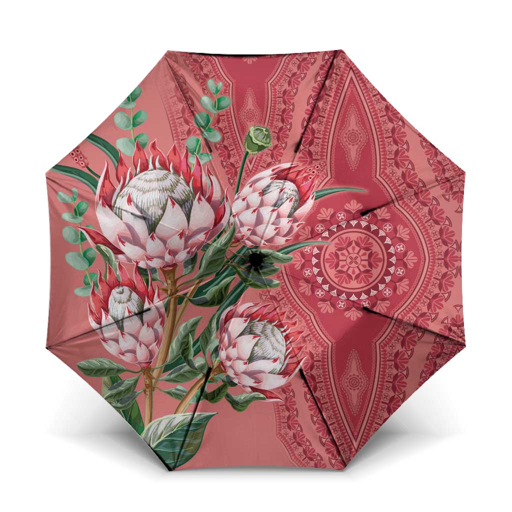 Africa King Proteas Dashiki Motif Umbrella Peach Style