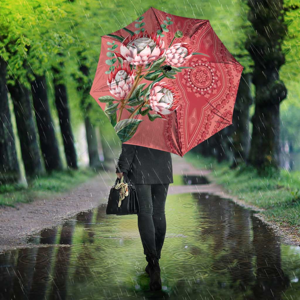 Africa King Proteas Dashiki Motif Umbrella Peach Style