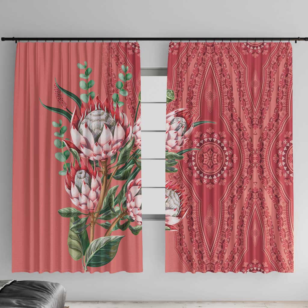 Afro King Proteas Dashiki Motif Window Curtain Peach Style