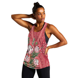 Afro King Proteas Dashiki Motif Women Racerback Tank Peach Style