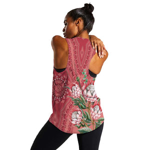 Afro King Proteas Dashiki Motif Women Racerback Tank Peach Style