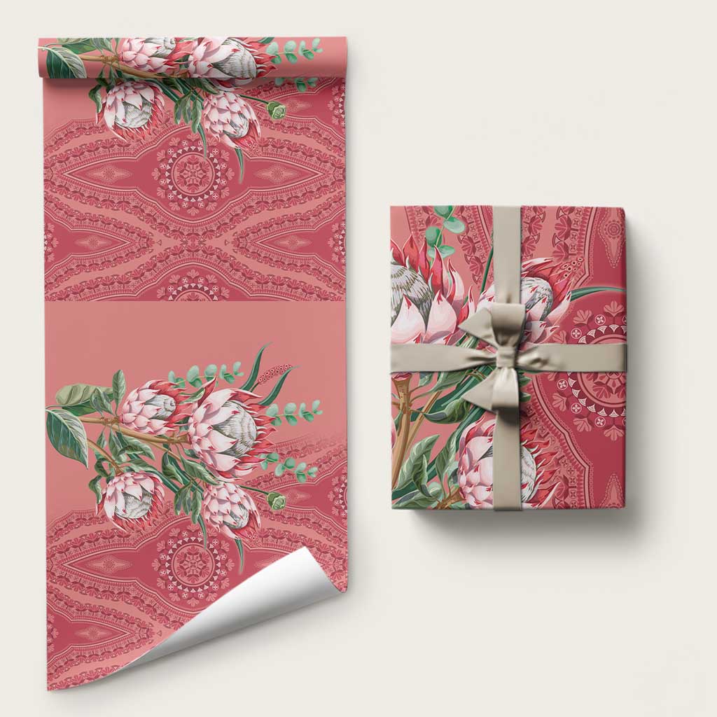 Africa King Proteas Dashiki Motif Wrapping Paper Peach Style - African Pride