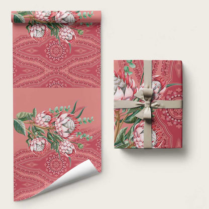 Africa King Proteas Dashiki Motif Wrapping Paper Peach Style - African Pride
