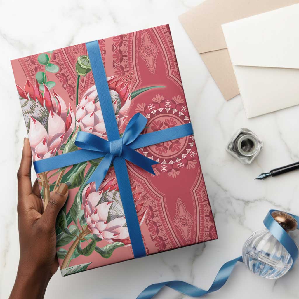 Africa King Proteas Dashiki Motif Wrapping Paper Peach Style - African Pride