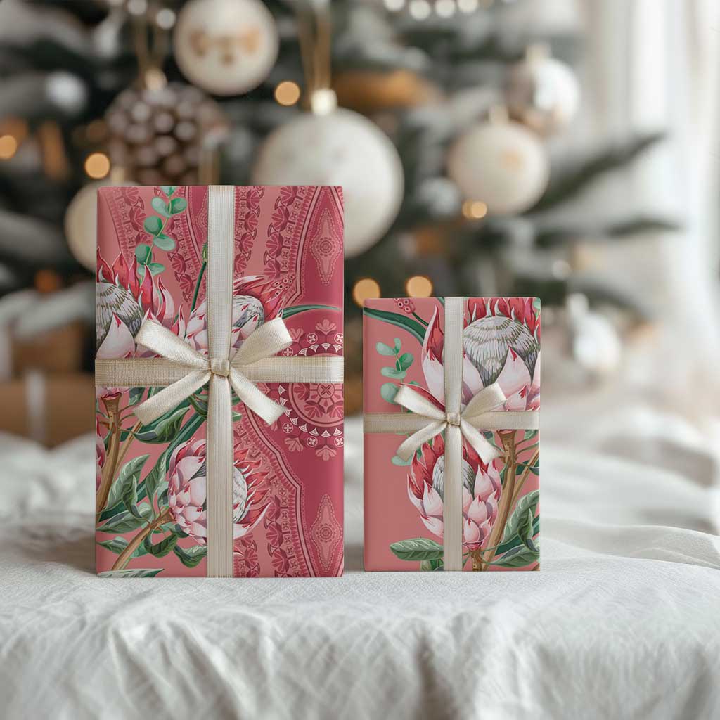 Africa King Proteas Dashiki Motif Wrapping Paper Peach Style - African Pride