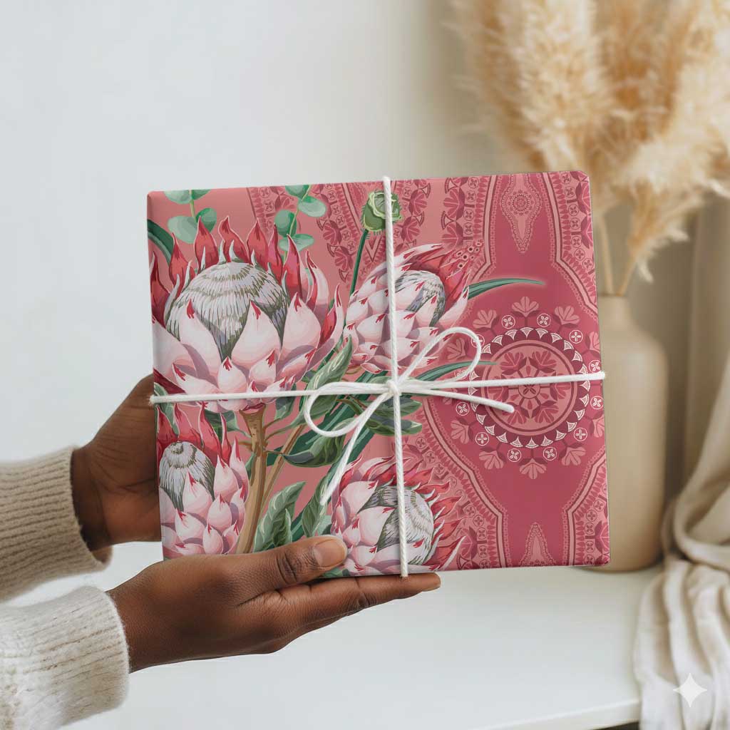 Africa King Proteas Dashiki Motif Wrapping Paper Peach Style - African Pride