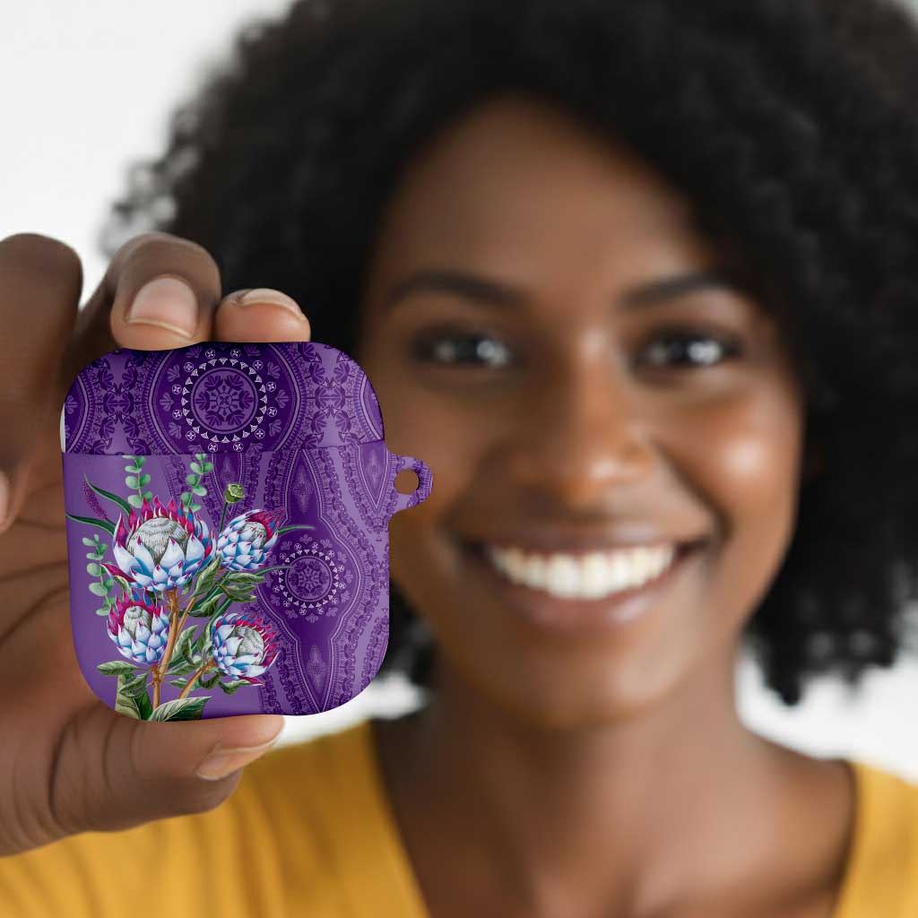 Africa King Proteas Dashiki Motif AirPods Case Violet Style