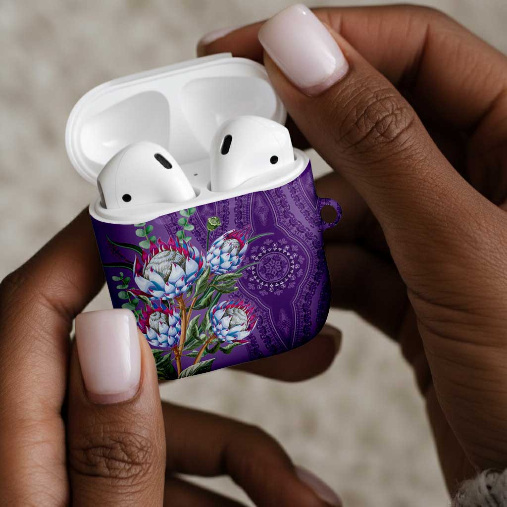 Africa King Proteas Dashiki Motif AirPods Case Violet Style