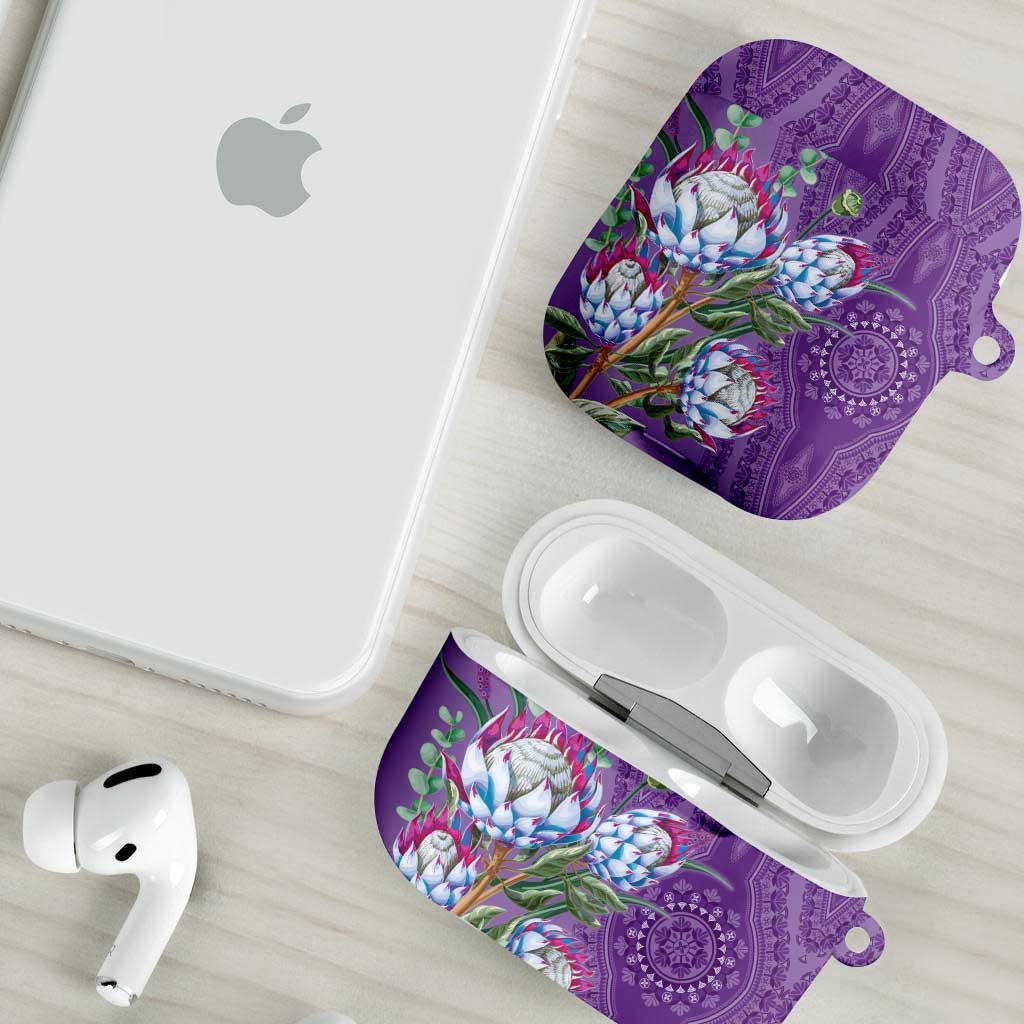 Africa King Proteas Dashiki Motif AirPods Case Violet Style