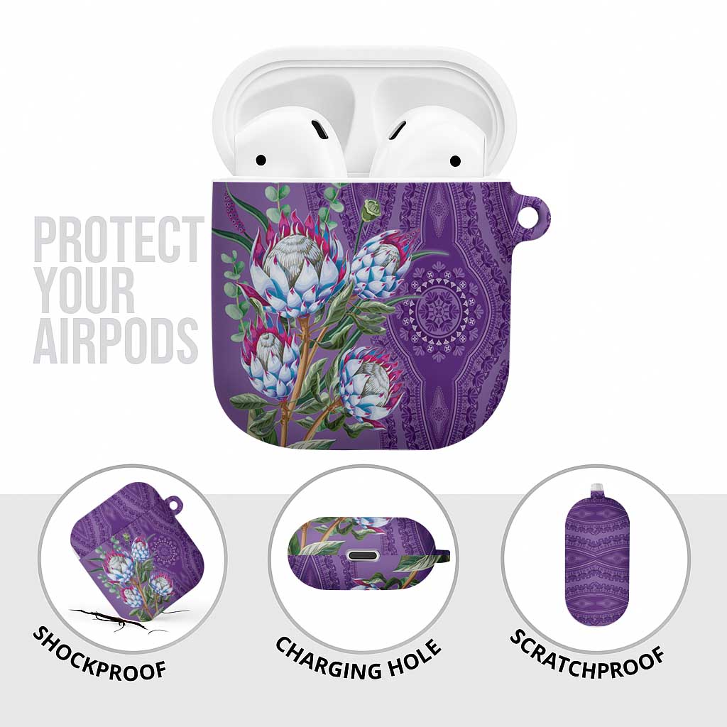 Africa King Proteas Dashiki Motif AirPods Case Violet Style