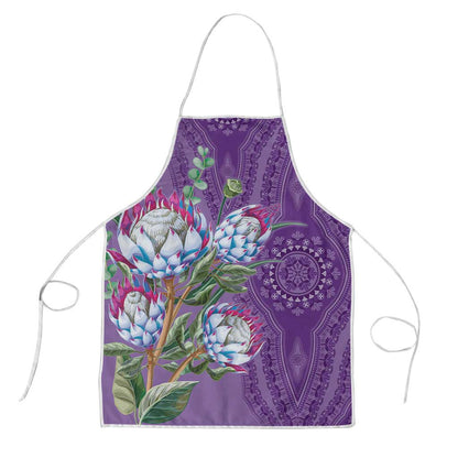 Africa King Proteas Dashiki Motif Apron Violet Style