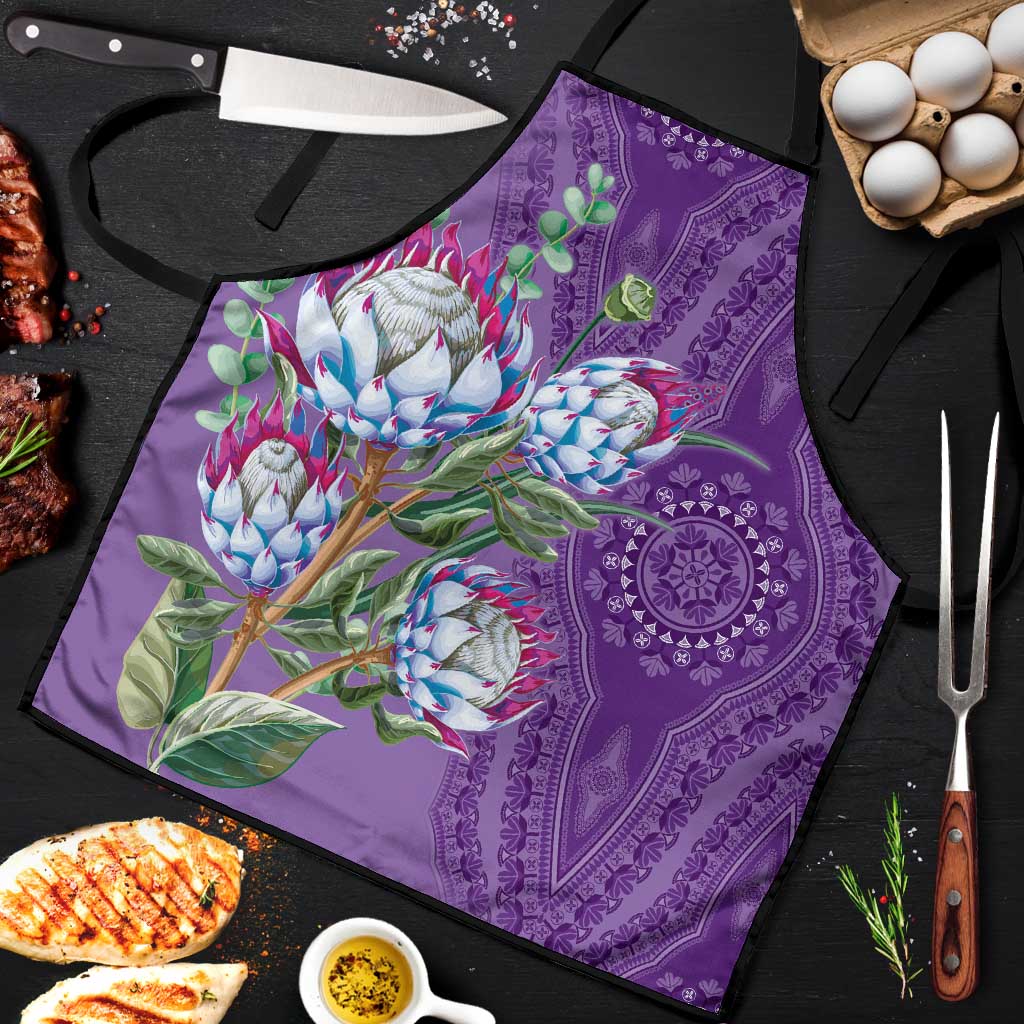 Africa King Proteas Dashiki Motif Apron Violet Style