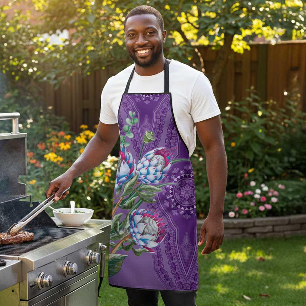 Africa King Proteas Dashiki Motif Apron Violet Style