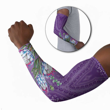 Africa King Proteas Dashiki Motif Arm Sleeves Violet Style