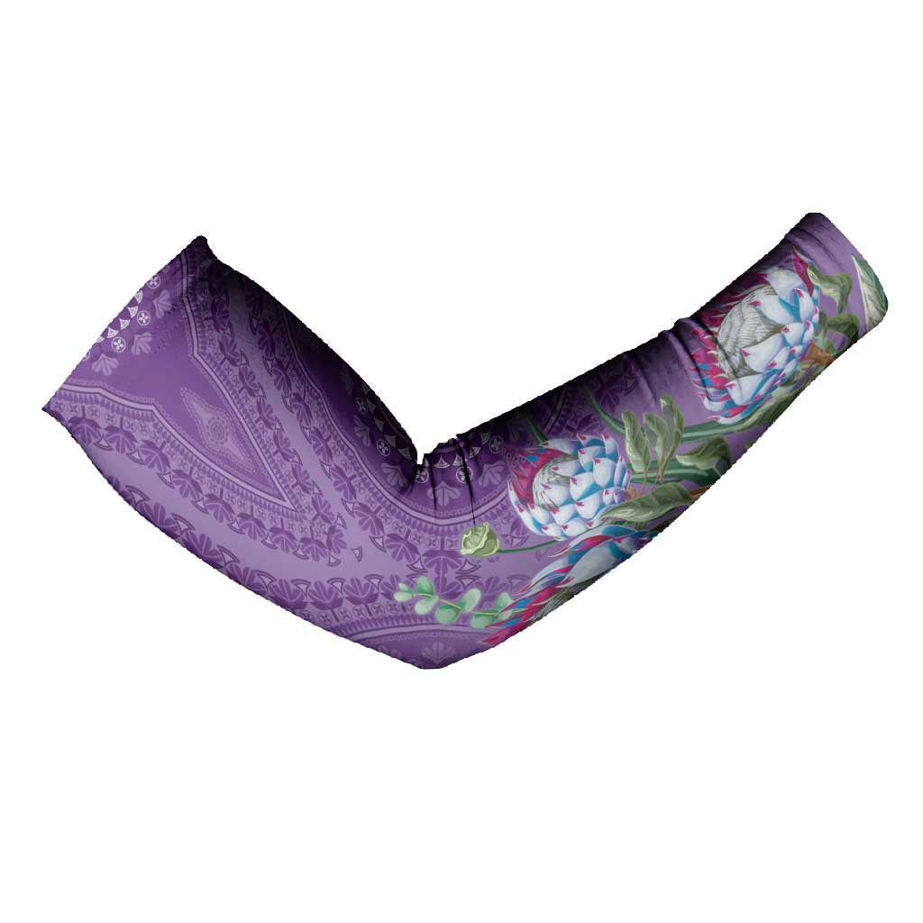 Africa King Proteas Dashiki Motif Arm Sleeves Violet Style