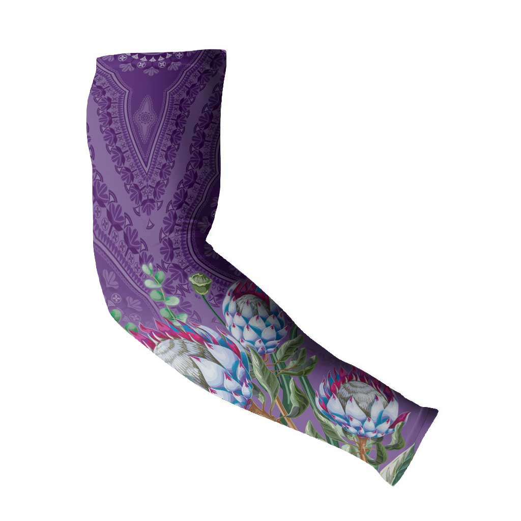 Africa King Proteas Dashiki Motif Arm Sleeves Violet Style