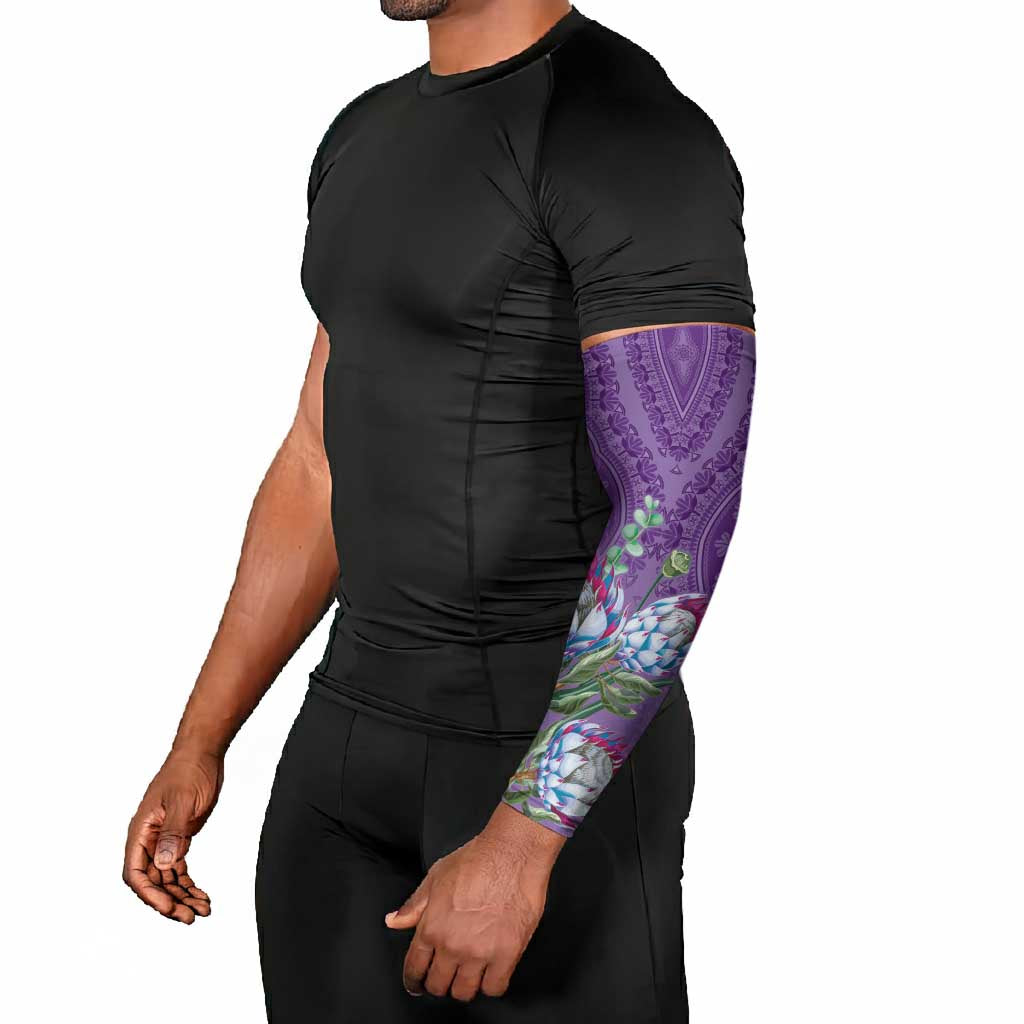 Africa King Proteas Dashiki Motif Arm Sleeves Violet Style