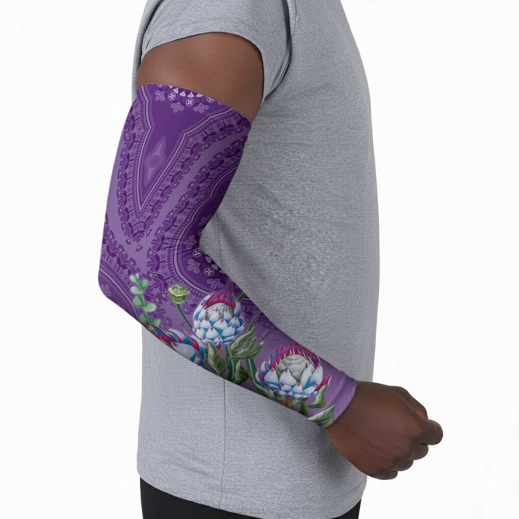 Africa King Proteas Dashiki Motif Arm Sleeves Violet Style