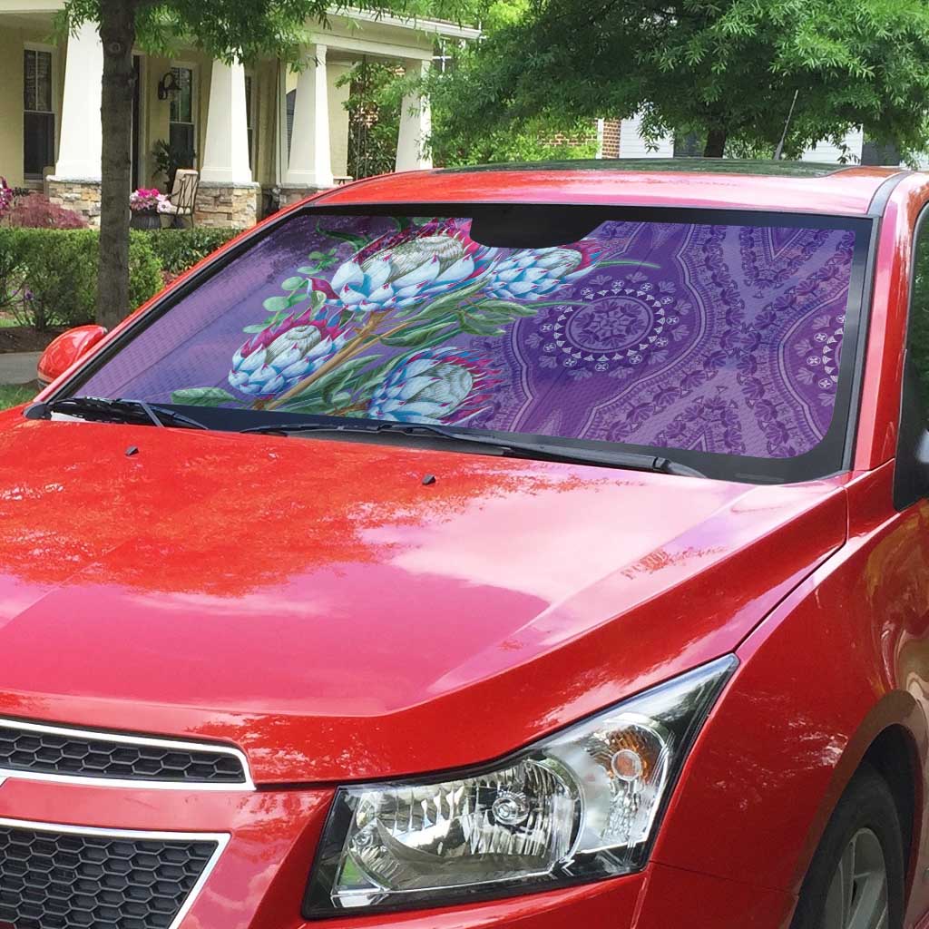 Africa King Proteas Dashiki Motif Auto Sun Shade Violet Style
