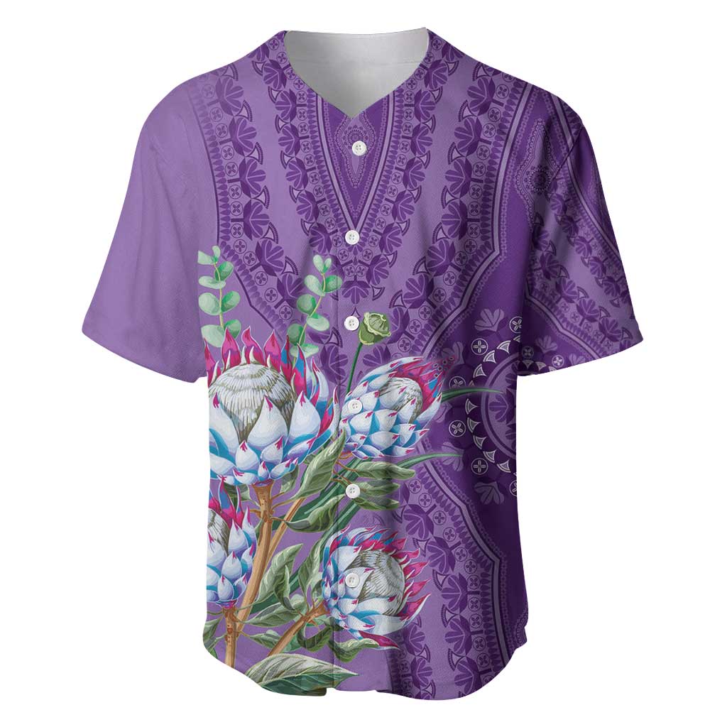 Afro King Proteas Dashiki Motif Baseball Jersey Violet Style