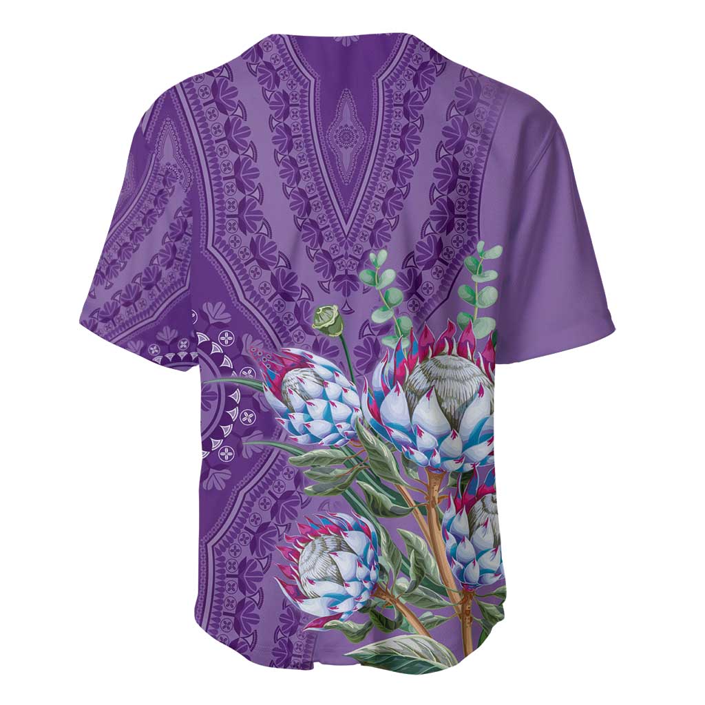 Afro King Proteas Dashiki Motif Baseball Jersey Violet Style