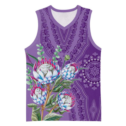 Afro King Proteas Dashiki Motif Basketball Jersey Violet Style LT9