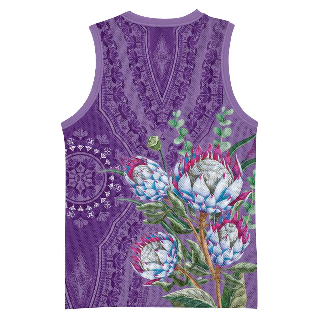Afro King Proteas Dashiki Motif Basketball Jersey Violet Style LT9