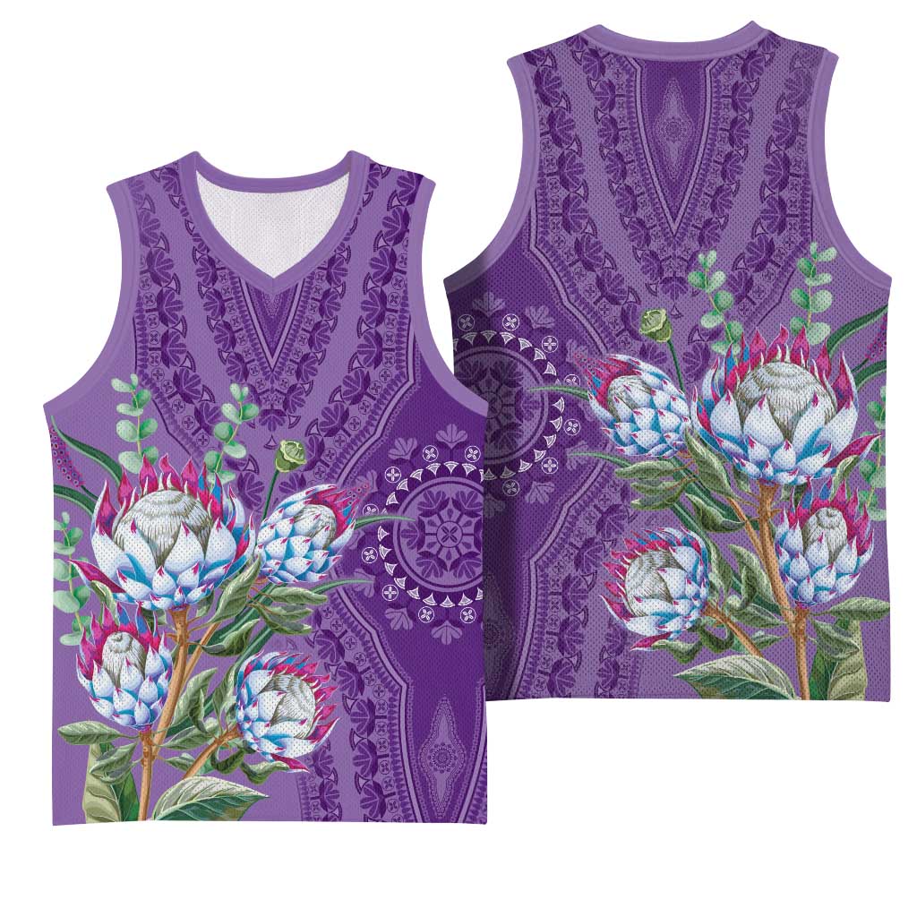 Afro King Proteas Dashiki Motif Basketball Jersey Violet Style LT9