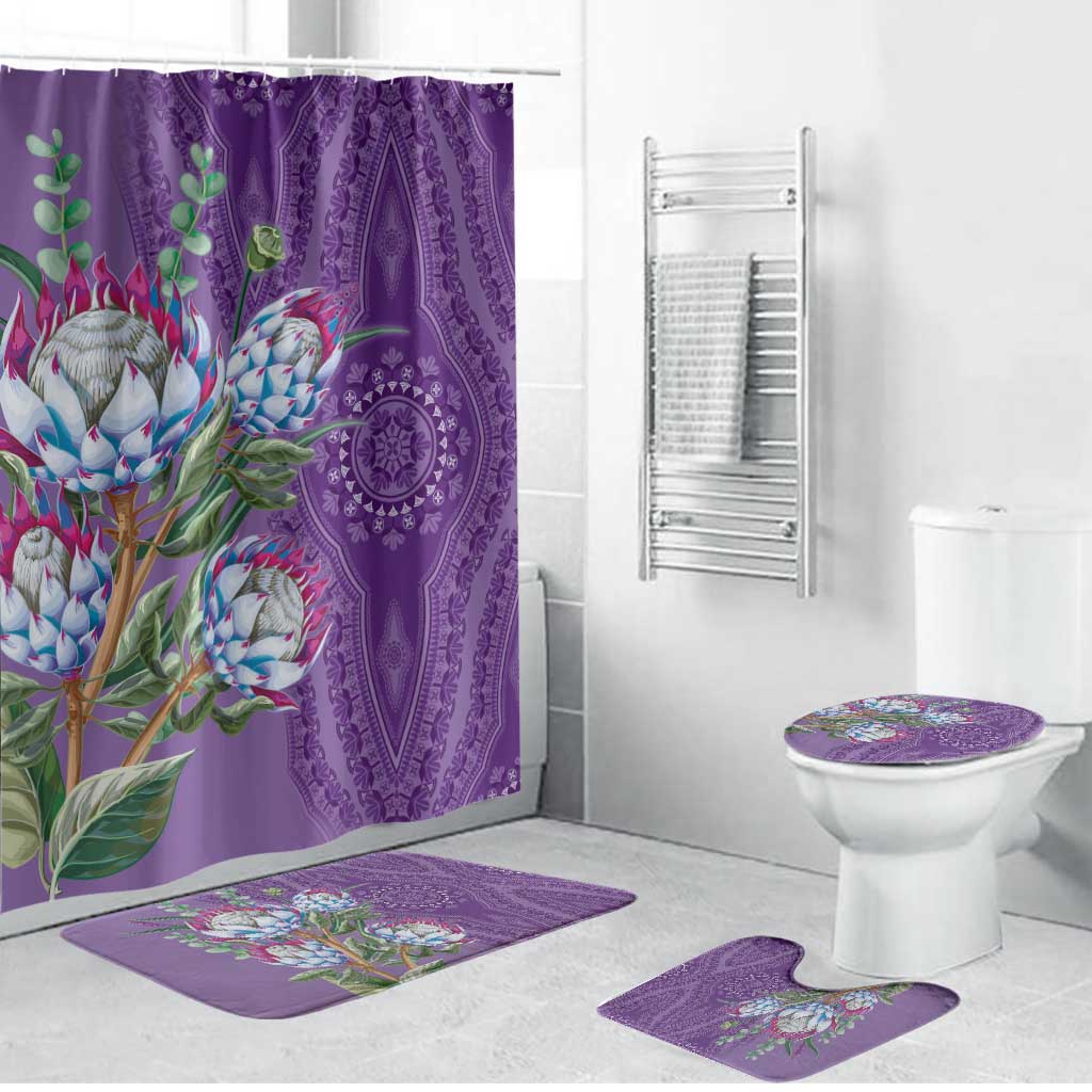 Africa King Proteas Dashiki Motif Bathroom Set Violet Style