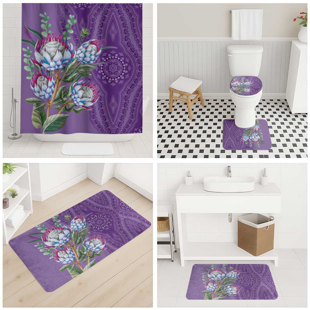 Africa King Proteas Dashiki Motif Bathroom Set Violet Style