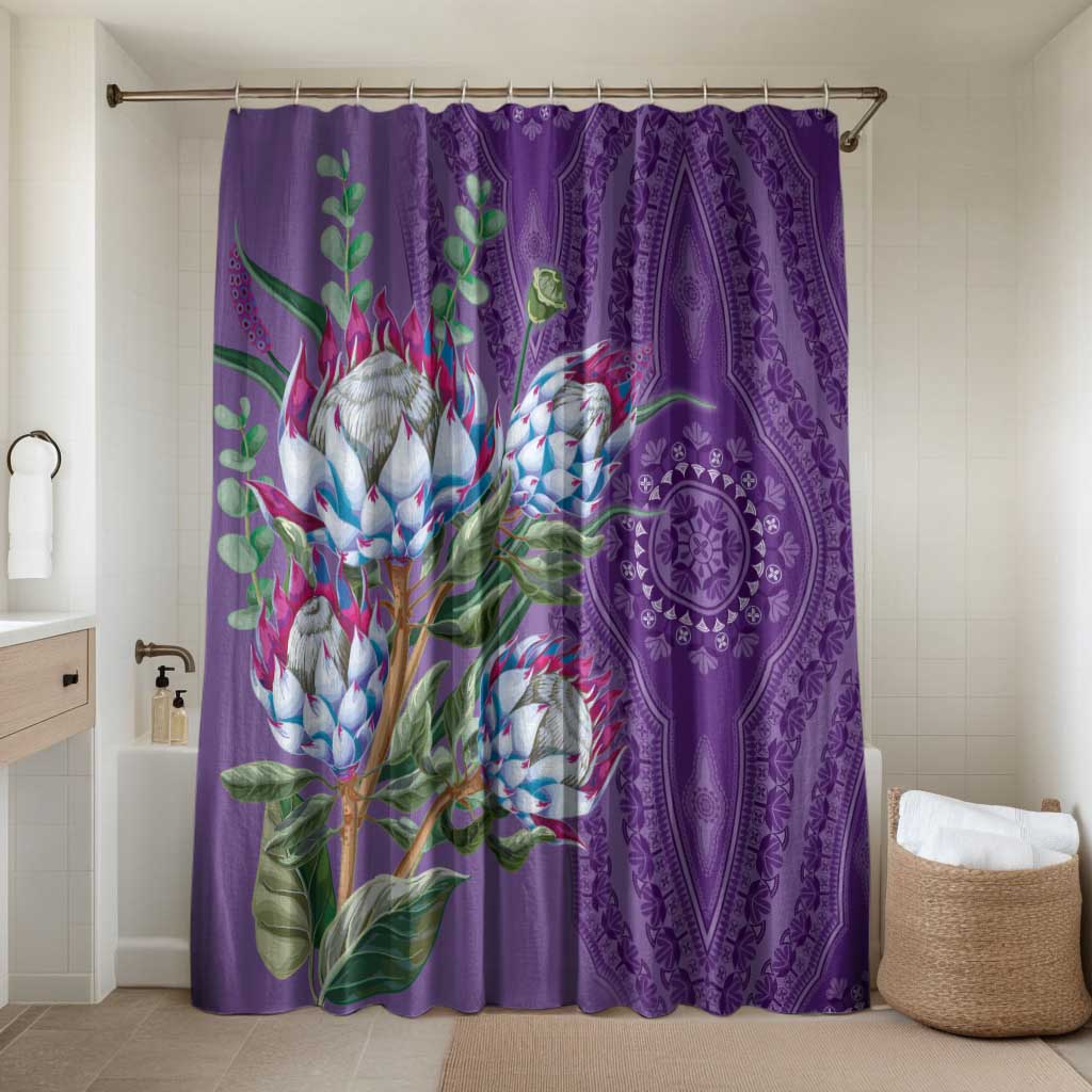 Africa King Proteas Dashiki Motif Bathroom Set Violet Style