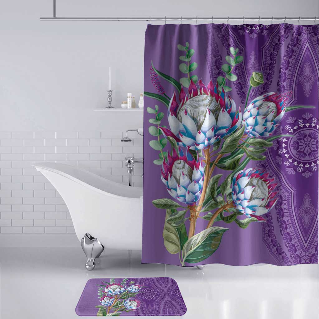 Africa King Proteas Dashiki Motif Bathroom Set Violet Style