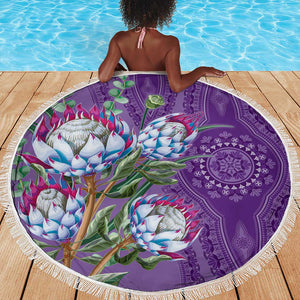 Afro King Proteas Dashiki Motif Beach Blanket Violet Style