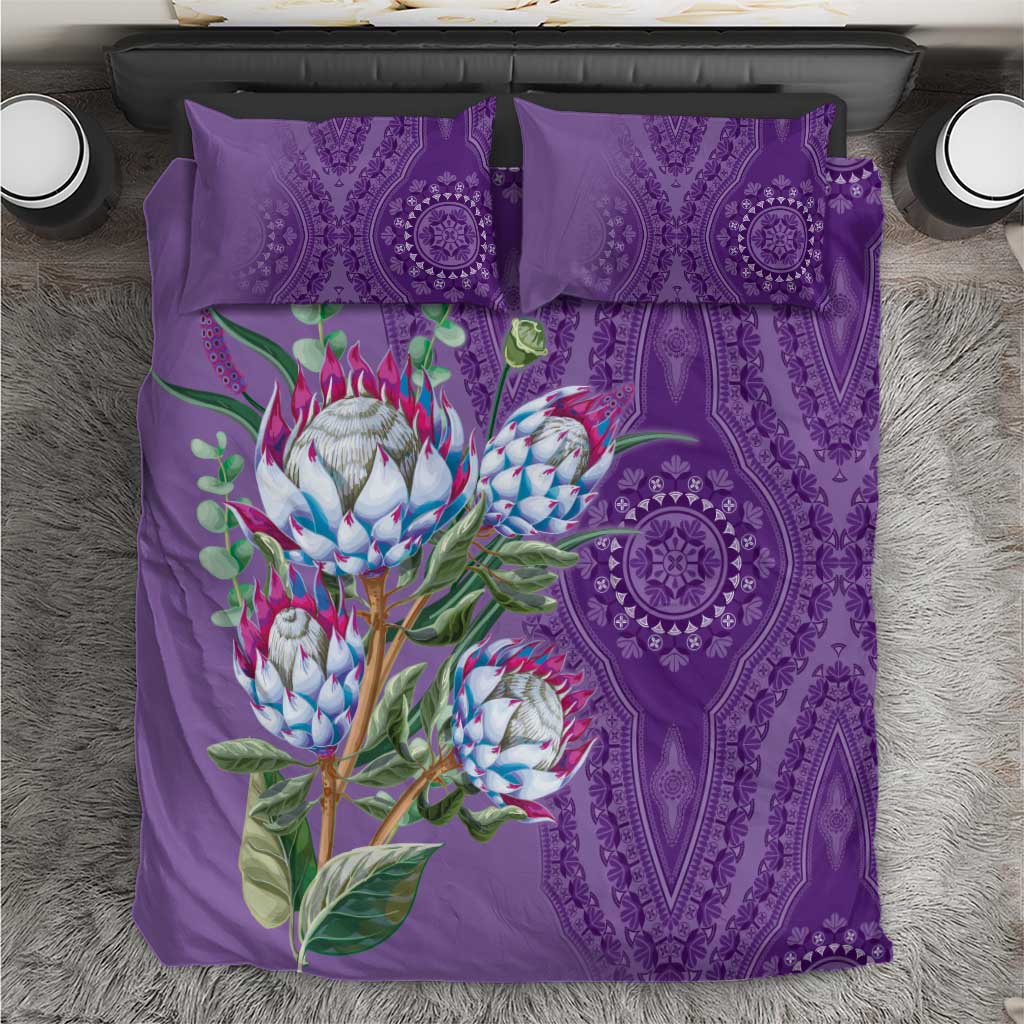 Afro King Proteas Dashiki Motif Bedding Set Violet Style