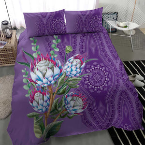 Afro King Proteas Dashiki Motif Bedding Set Violet Style