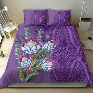 Afro King Proteas Dashiki Motif Bedding Set Violet Style