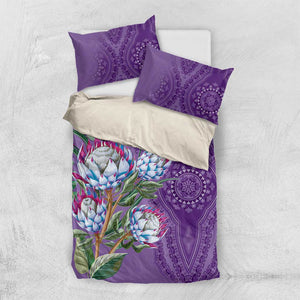 Afro King Proteas Dashiki Motif Bedding Set Violet Style