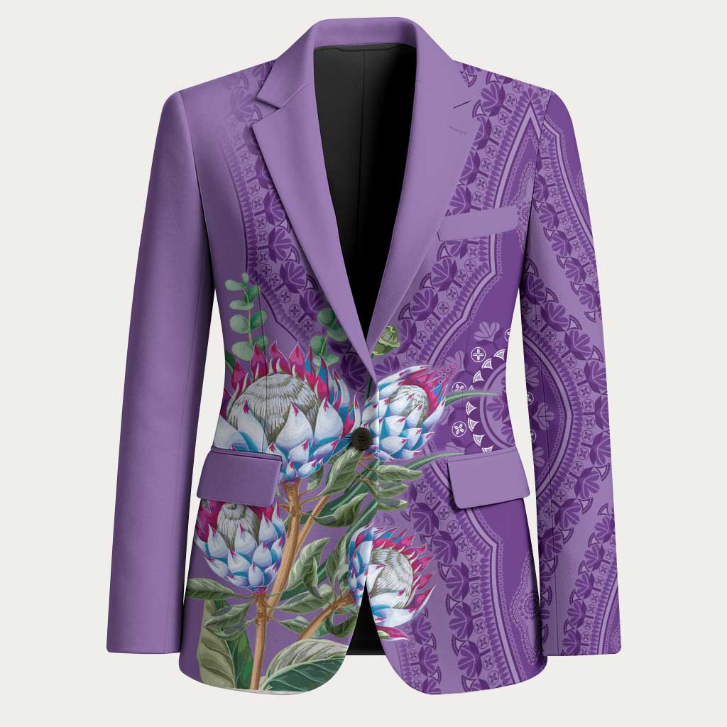 Africa King Proteas Dashiki Motif Blazer Violet Style