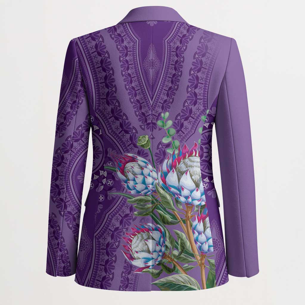 Africa King Proteas Dashiki Motif Blazer Violet Style