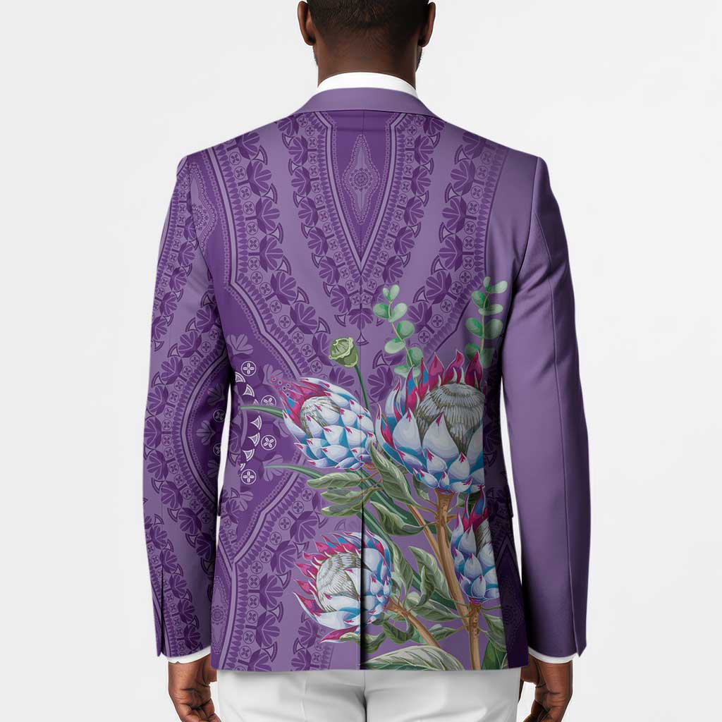 Africa King Proteas Dashiki Motif Blazer Violet Style