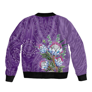 Afro King Proteas Dashiki Motif Bomber Jacket Violet Style