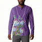 Africa King Proteas Dashiki Motif Button Sweatshirt Violet Style