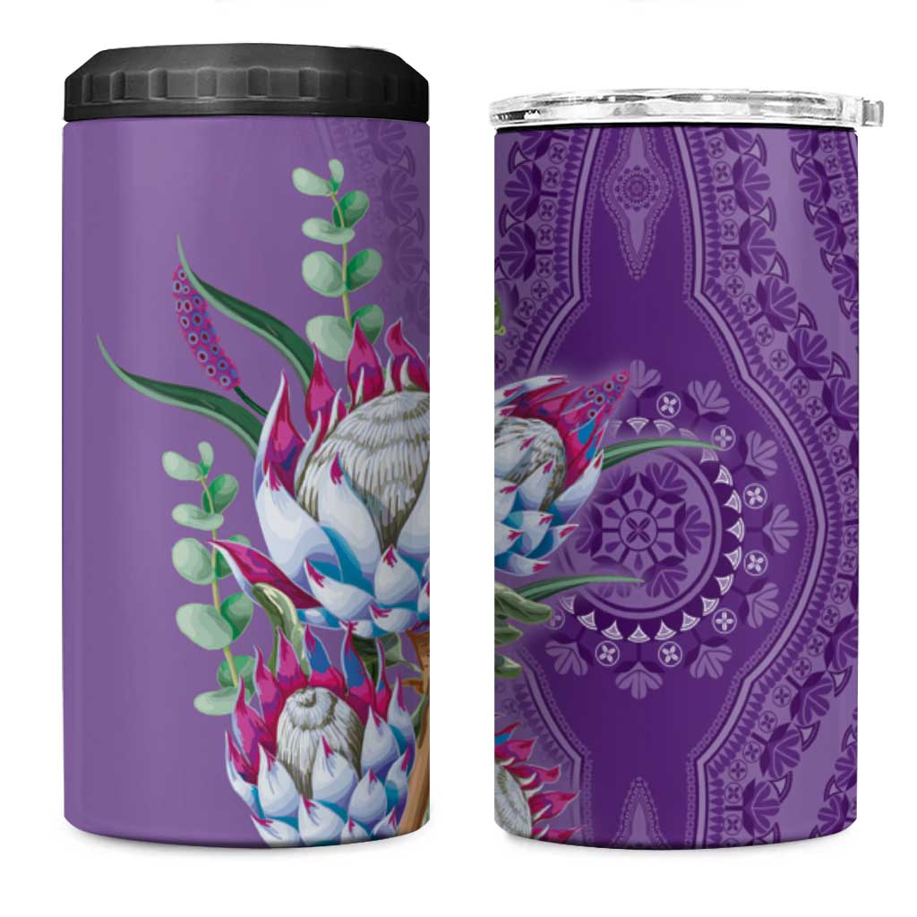 Afro King Proteas Dashiki Motif 4 in 1 Can Cooler Tumbler Violet Style